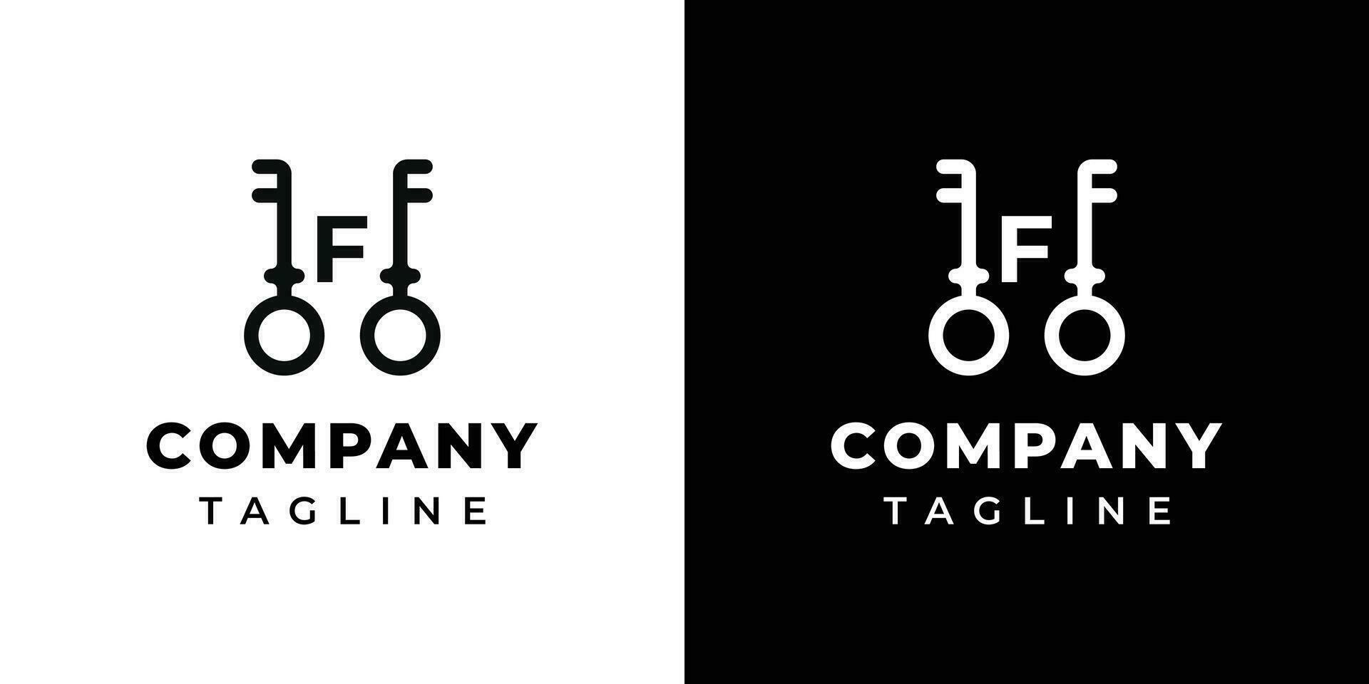 Letter F Key Logo, suitable for business related to Key with F initial. vector