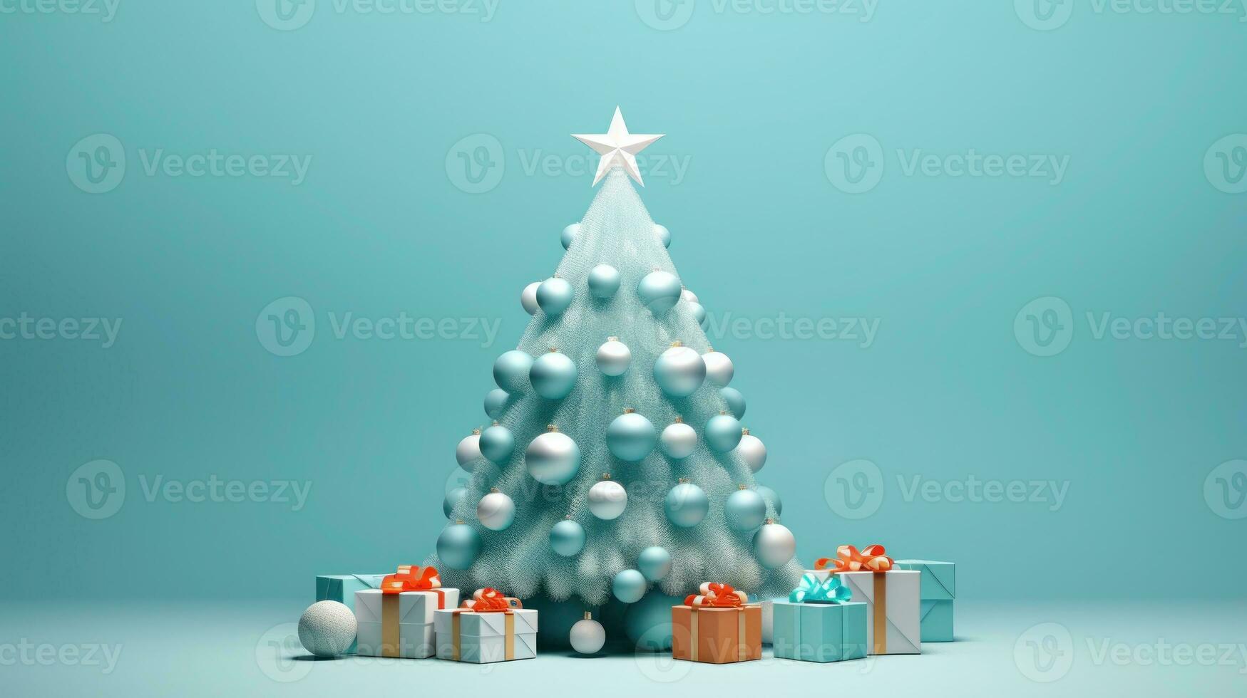 AI generated Merry Christmas, Christmas day, A Christmas tree decorated with luxurious and beautiful gifts. of Santa Claus for children to make them feel happy for a long time during the holidays. photo