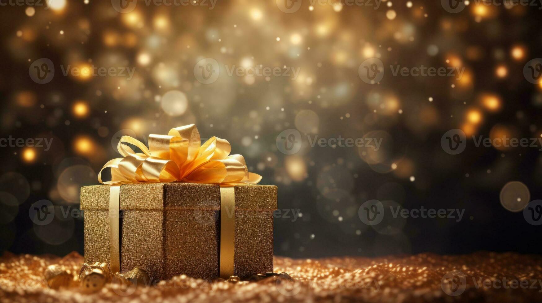 AI generated Merry Christmas, Christmas day, A Christmas tree decorated with luxurious and beautiful gifts. of Santa Claus for children to make them feel happy for a long time during the holidays. photo