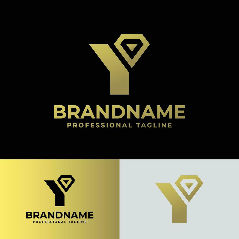 Letter Y Diamond Golden Logo, suitable for any business with Y initial related to diamond. vector