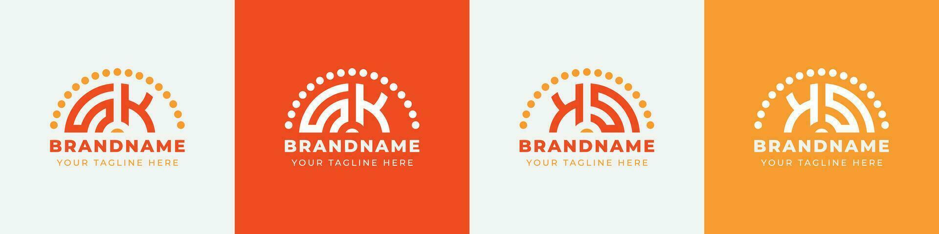 Letter KS and SK Sunrise  Logo Set, suitable for any business with KS or SK initials. vector