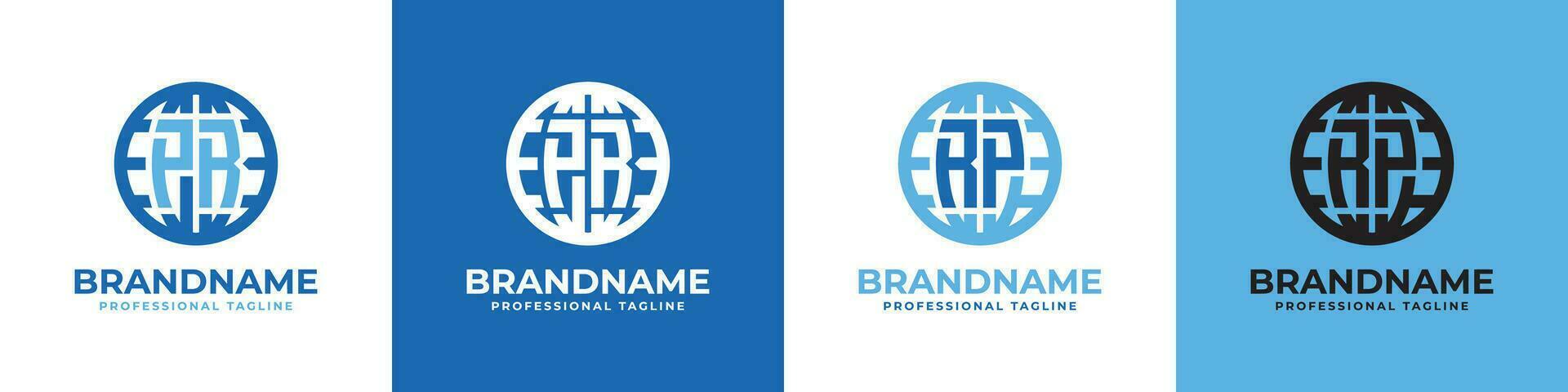 Letter PR and RP Globe Logo Set, suitable for any business with PR or RP initials. vector