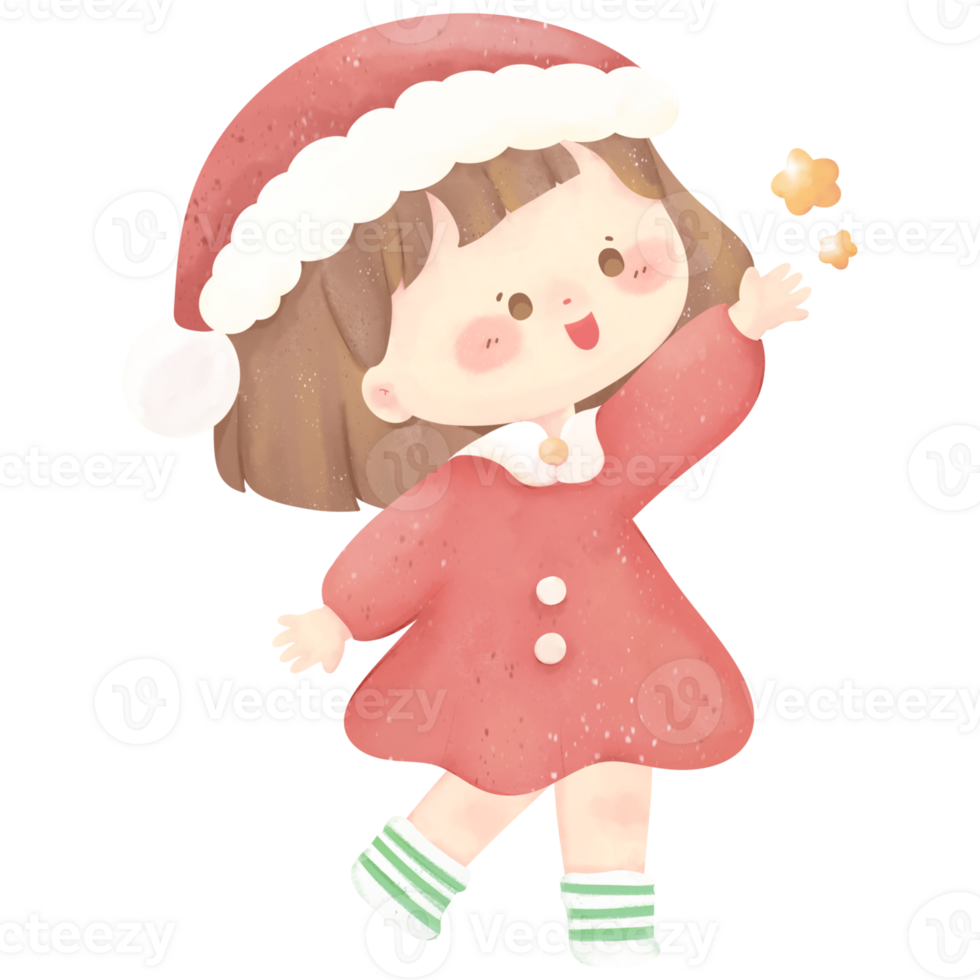 Cute girl cartoon character watercolour png