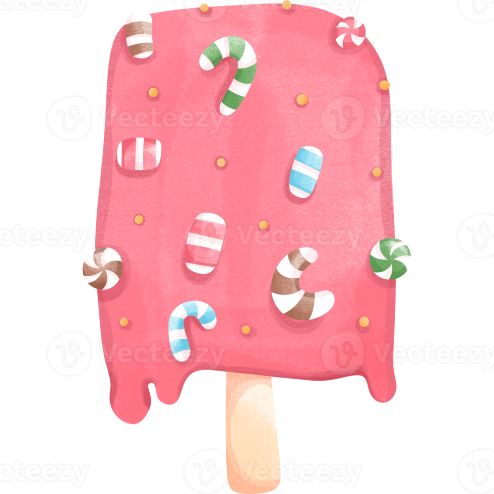 Ice cream candy cartoon watercolour set clip art cute hand drawn png
