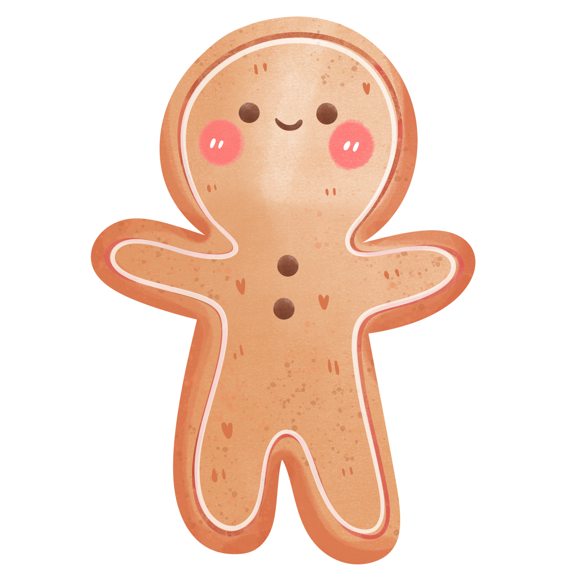 Gingerbread man biscuit cartoon watercolour clip art cute hand drawn