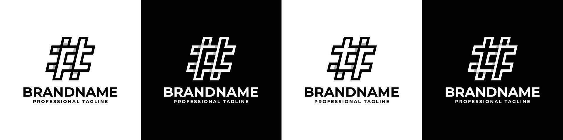Letter FT and TF Hashtag Logo set, suitable for any business with TF or FT initials. vector