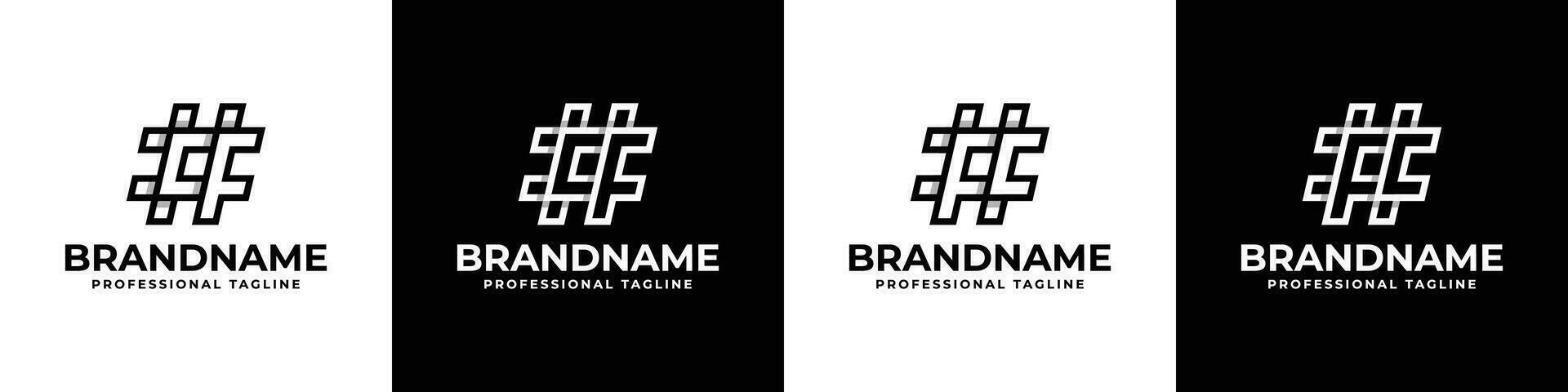 Letter CF and  FC Hashtag Logo set, suitable for any business with FC or CF initials. vector