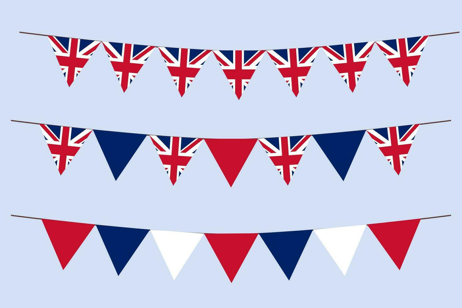 Union Jack Flag set elements isolated vector