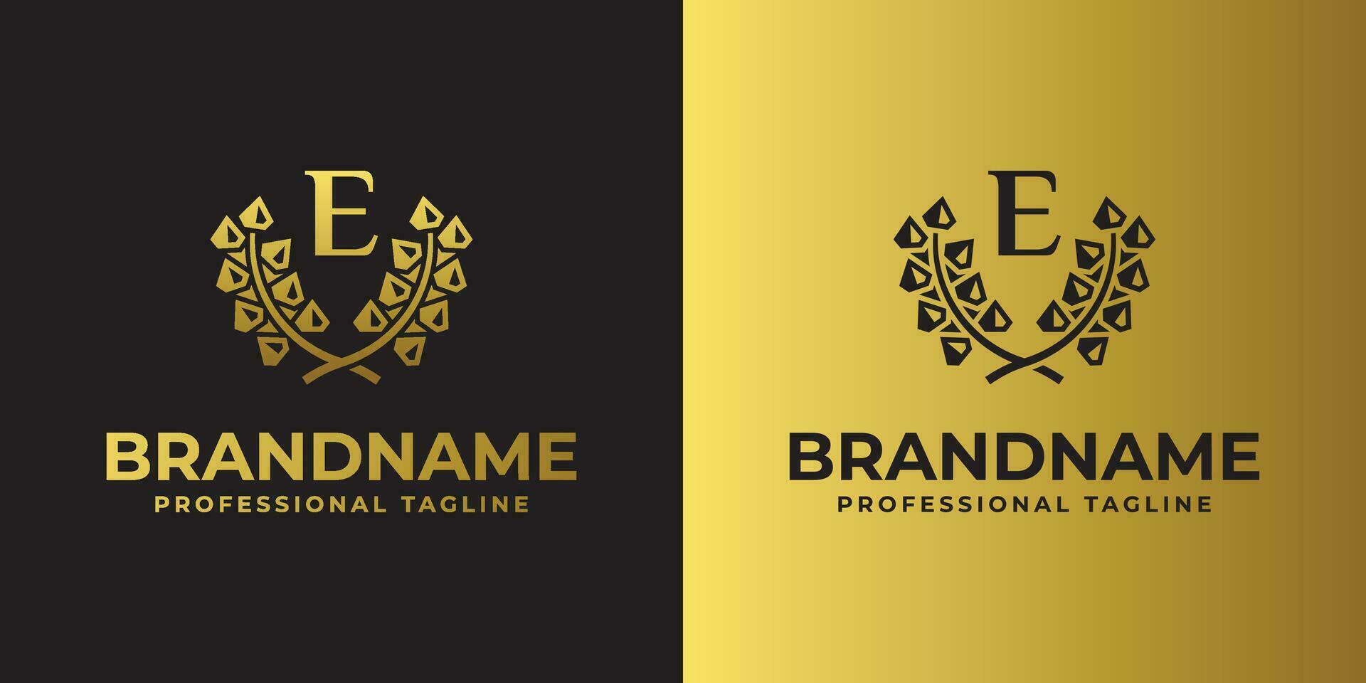 Letter E Diamond Laurel Logo, suitable for business related to Diamond and Laurel with E initial vector