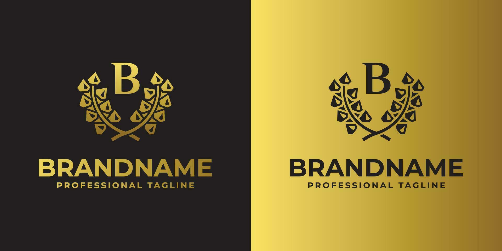Letter B Diamond Laurel Logo, suitable for business related to Diamond and Laurel with B initial vector