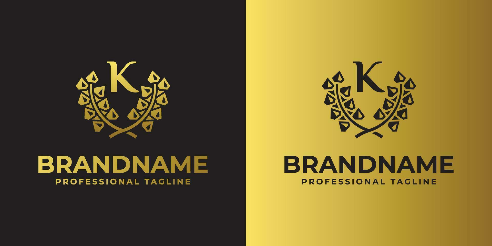 Letter K Diamond Laurel Logo, suitable for business related to Diamond and Laurel with K initial vector