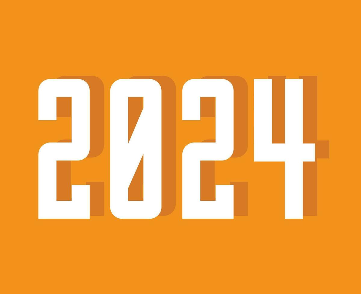 contento nuevo año 2024 resumen blanco gráfico diseño vector logo símbolo ilustración con naranja antecedentes