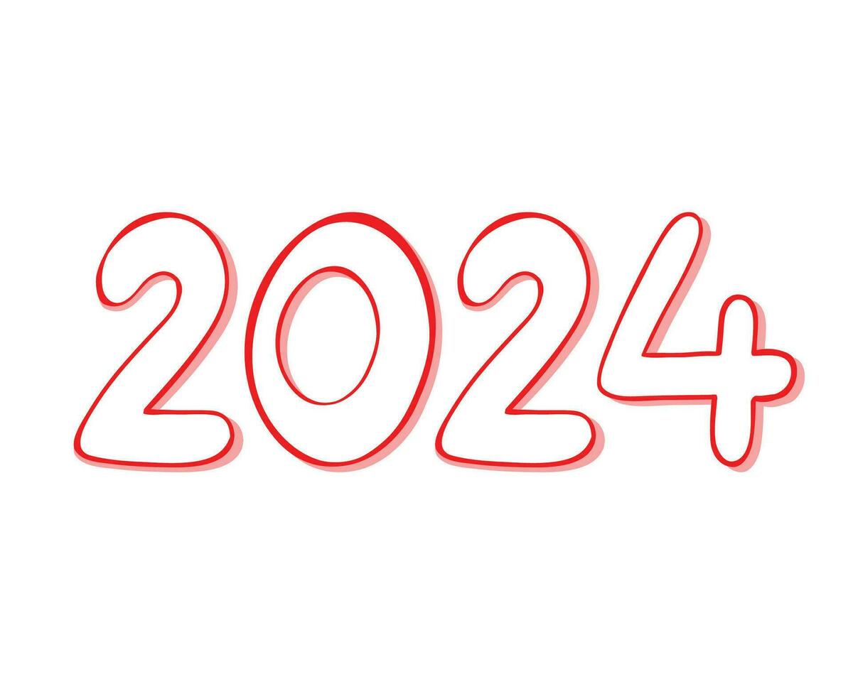 Happy New Year 2024 Abstract Red And White Graphic Design Vector Logo Symbol Illustration