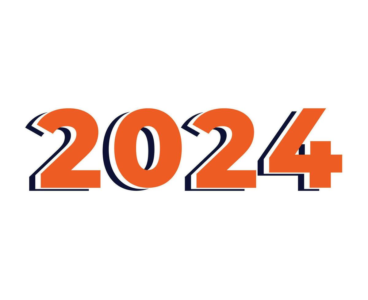 contento nuevo año 2024 resumen naranja y azul gráfico diseño vector logo símbolo ilustración