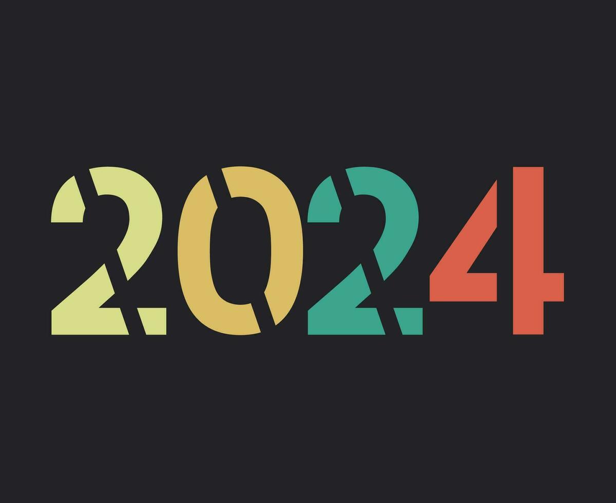 contento nuevo año 2024 resumen multicolor gráfico diseño vector logo símbolo ilustración con negro antecedentes