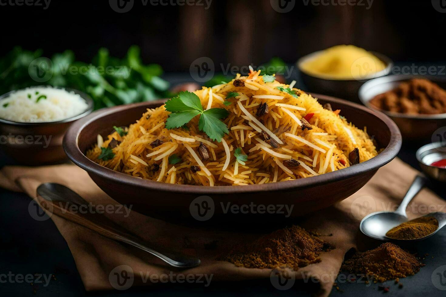 indian food in a bowl. AI-Generated photo