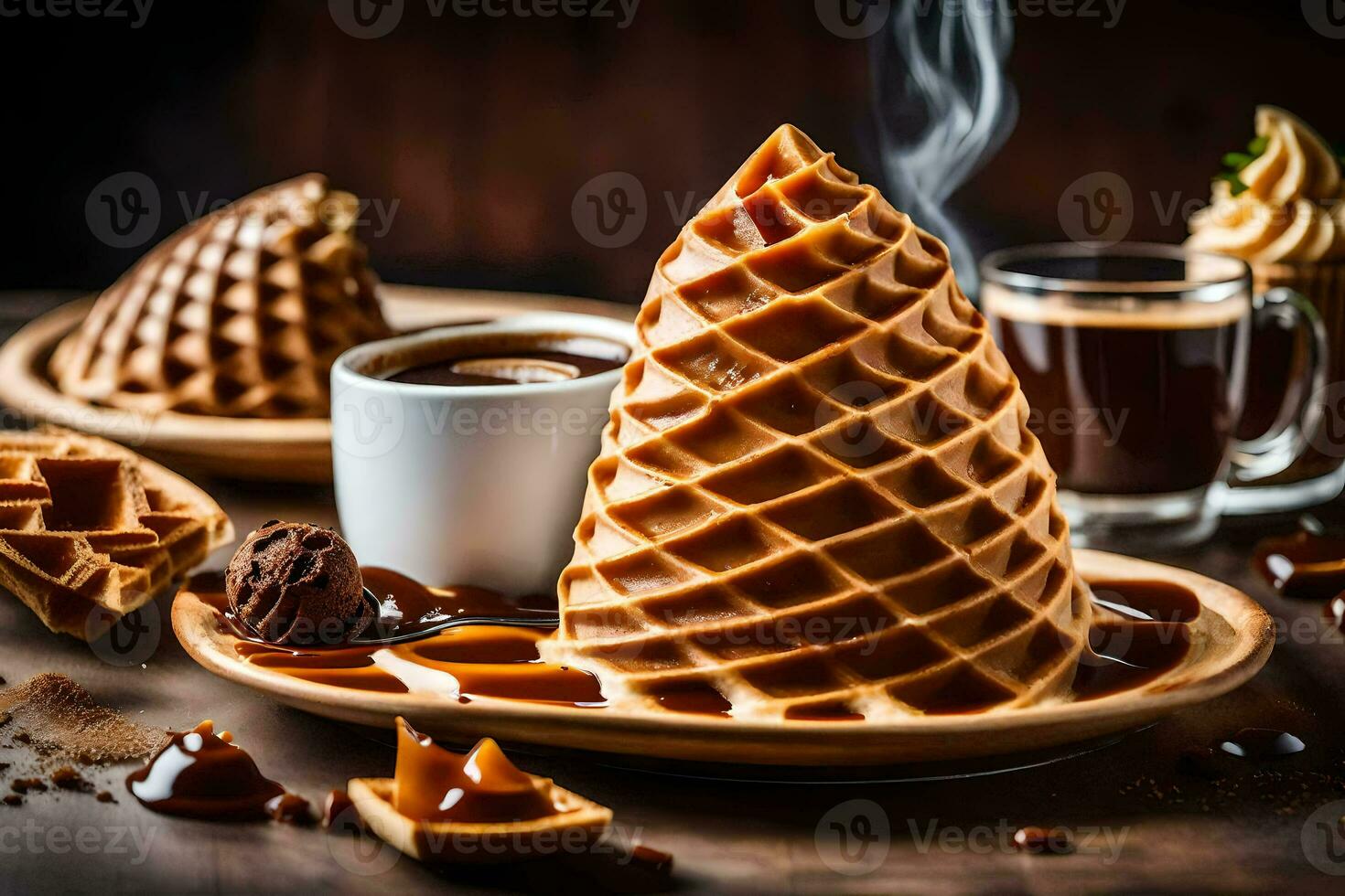 el gofre cono es un popular postre en el Reino Unido. generado por ai foto