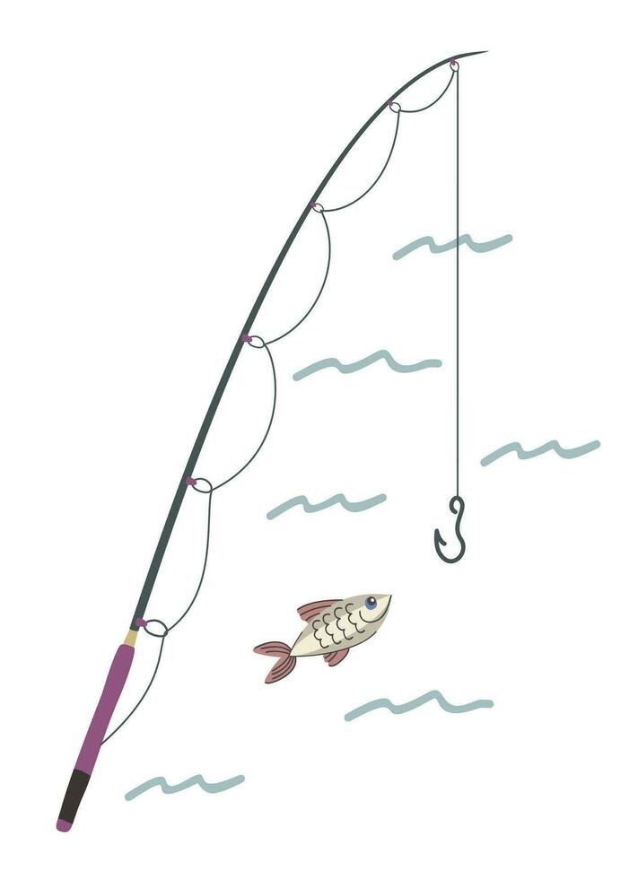 Fishing rod. Vector isolated illustration