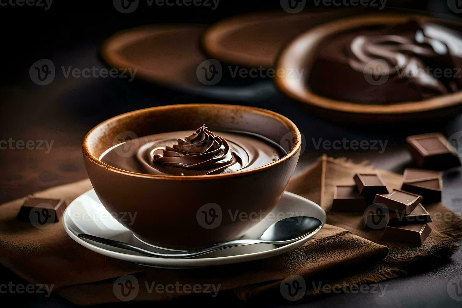 chocolate pudding in a cup. AI-Generated photo