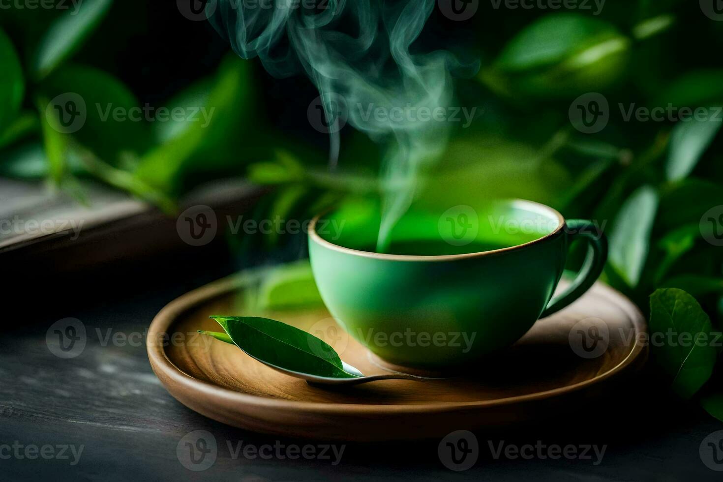 green tea in a cup. AI-Generated photo