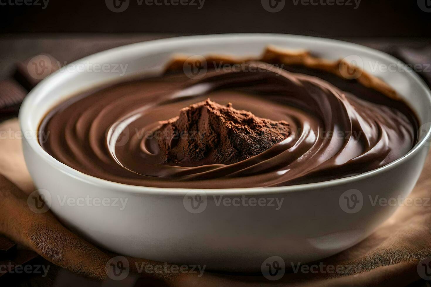 chocolate pudín en un bol. generado por ai foto