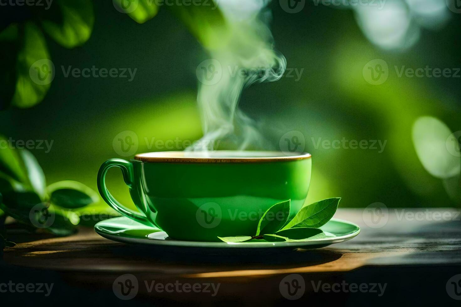 a cup of green tea. AI-Generated photo