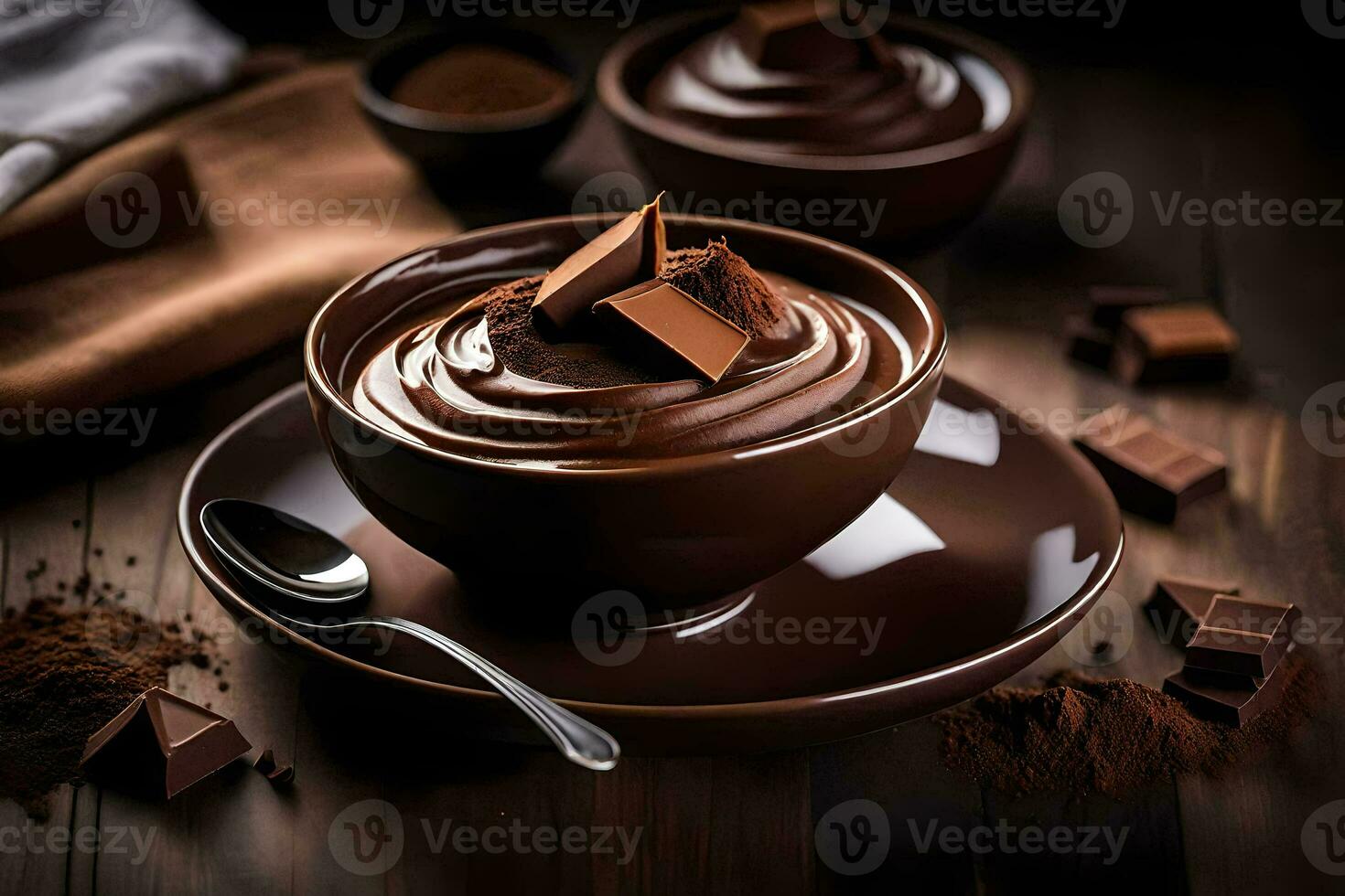 chocolate pudding in a cup. AI-Generated photo