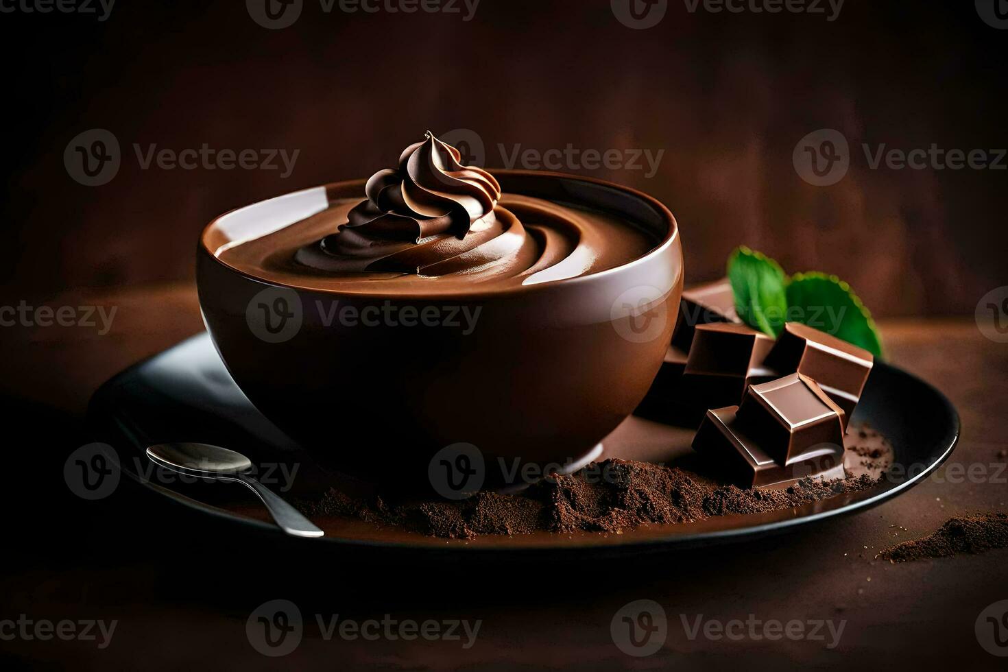 chocolate and coffee on a dark background. AI-Generated photo