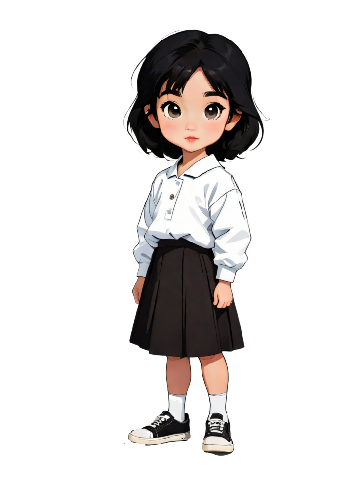 AI generated Elementary School Student Girl Cartoon png