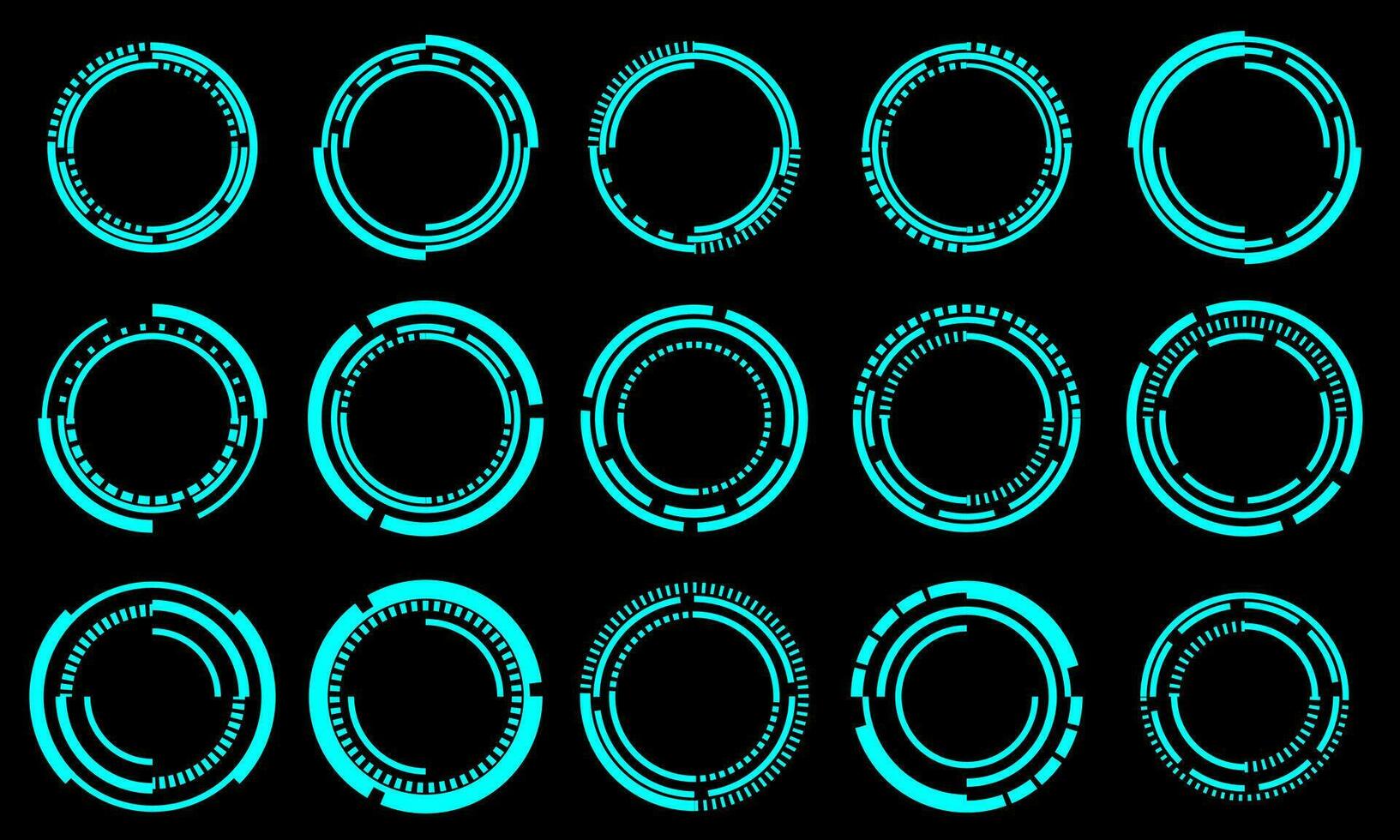 conjunto de ciencia fi azul circulo usuario interfaz elementos tecnología futurista diseño moderno creativo en negro antecedentes vector