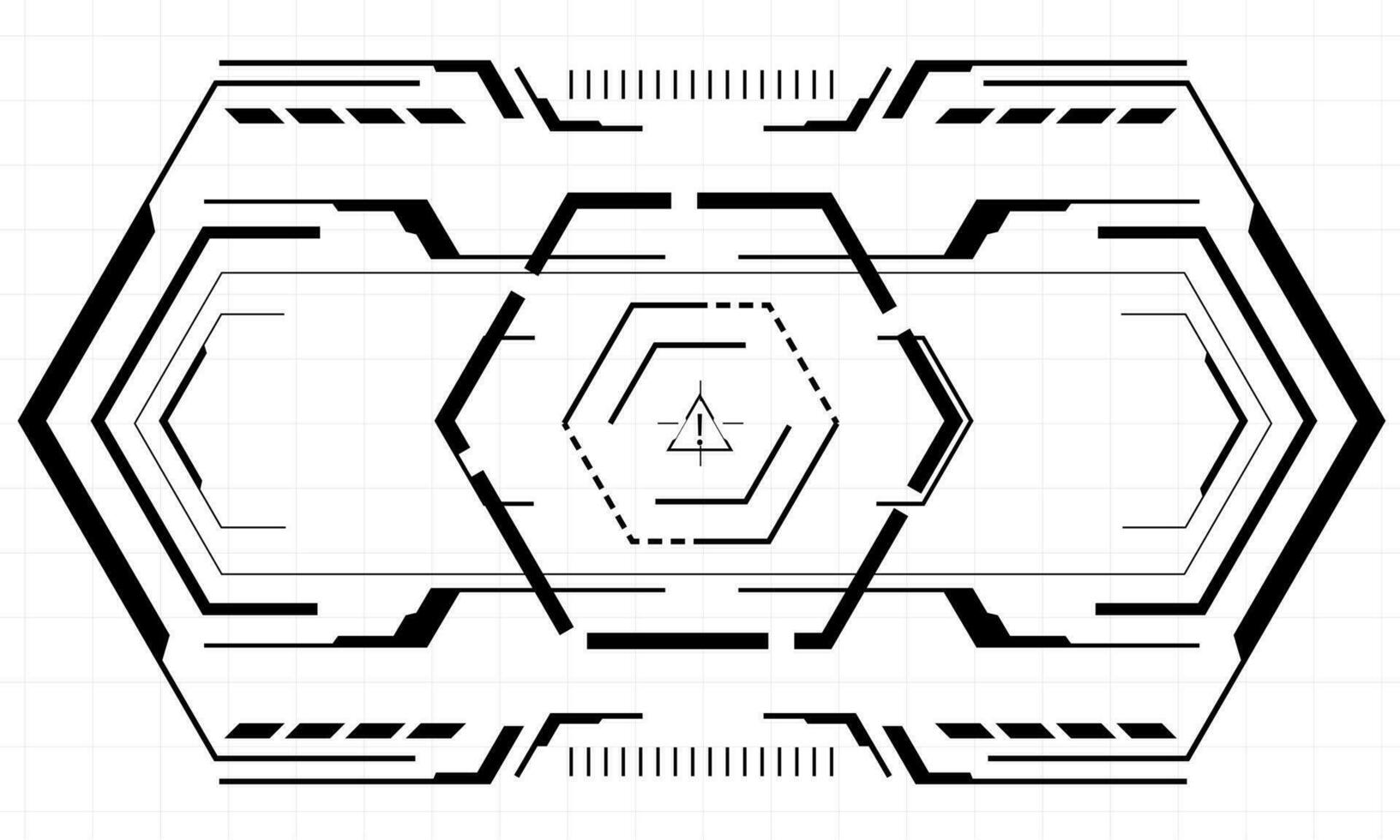 HUD sci-fi hexagon interface screen view black hexagon geometric design virtual reality futuristic technology creative display on white vector