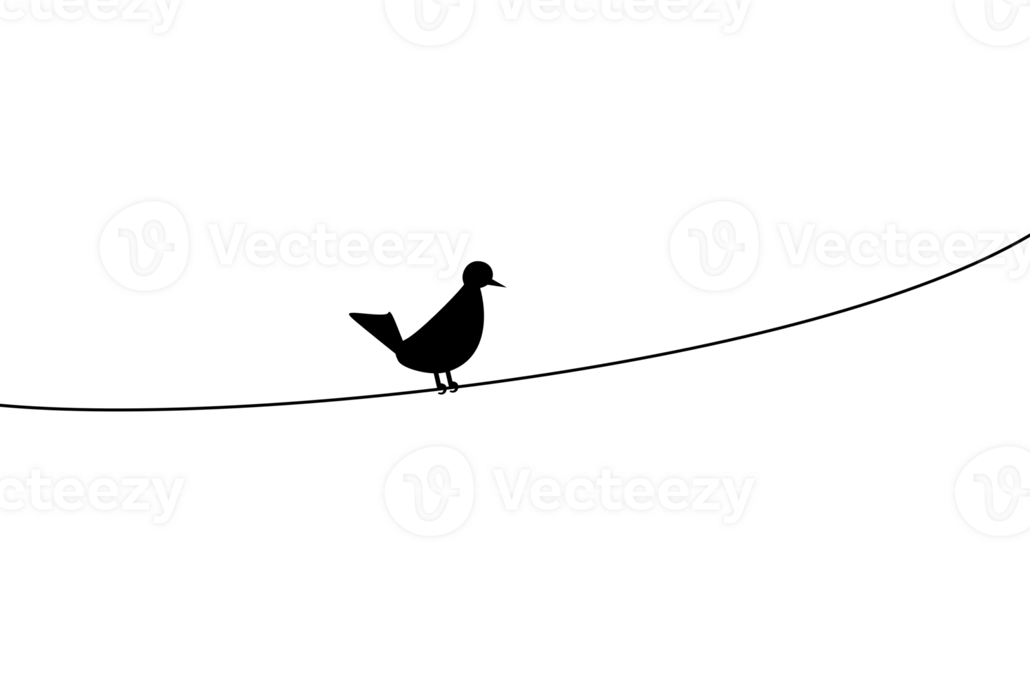 illustration av silhuett fågel perching på tråd Nej människor. svart och vit abstrakt transparent bakgrund desing element baner bakgrund hemsida. png