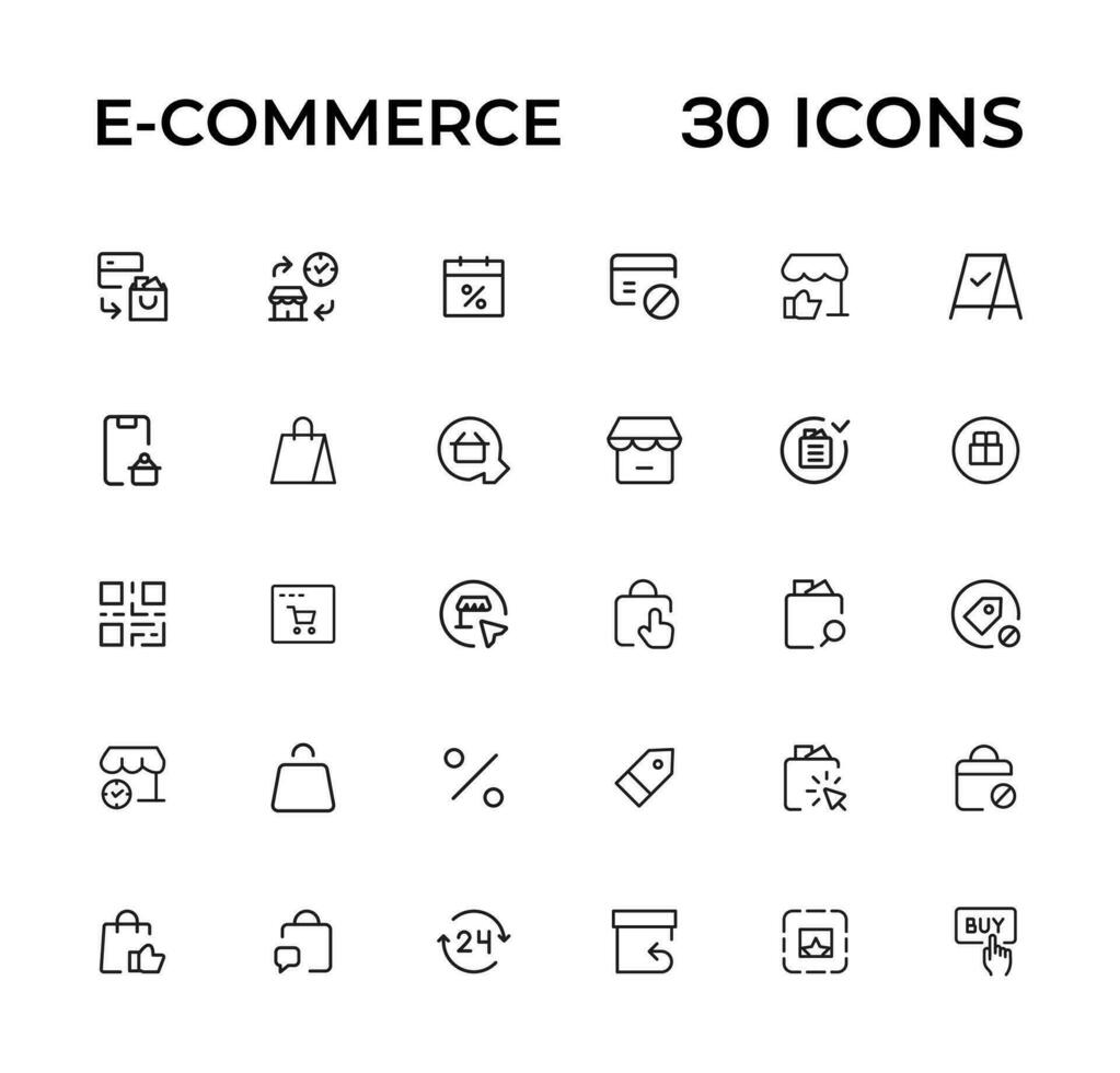 E-commerce, online shopping and delivery elements - minimal thin line web icon set. Outline icons collection. Simple vector illustration.