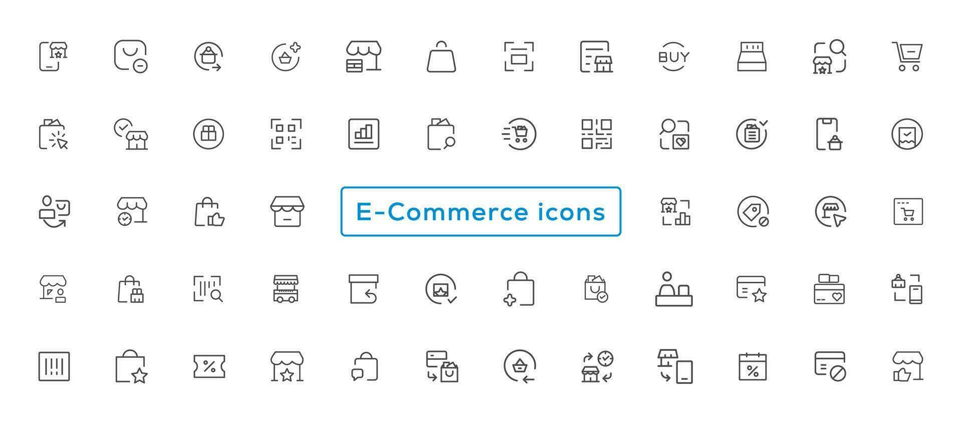 Set of Shopping icons. E-commerce icon collection. Online shopping thin line icons vector