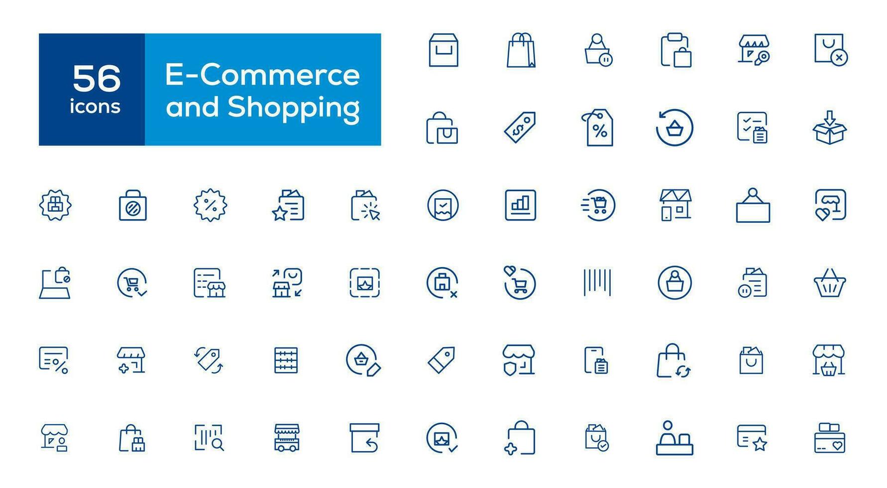 grande conjunto de compras iconos comercio electrónico icono recopilación. en línea compras Delgado línea íconos vector