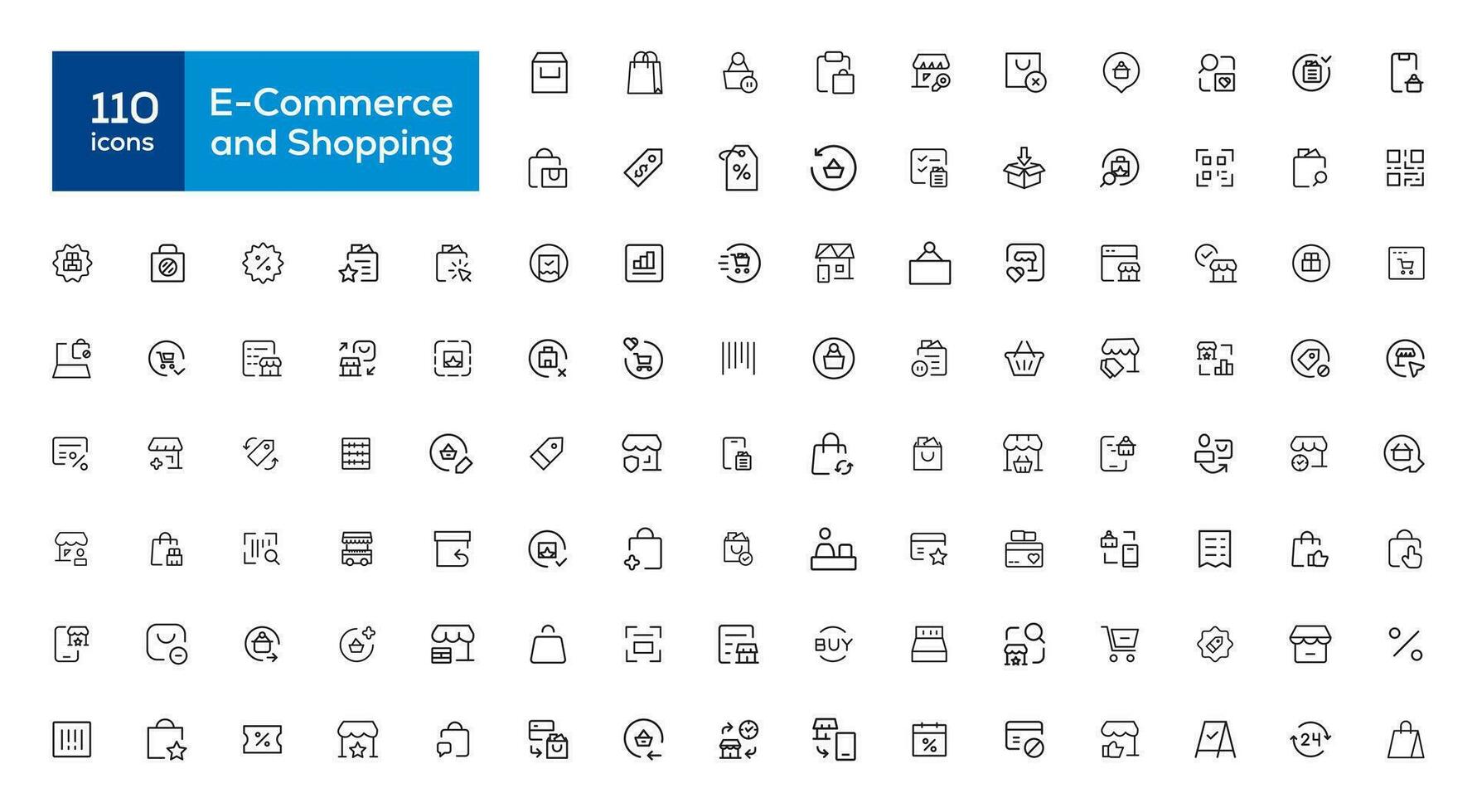 Big Set of Shopping icons. E-commerce icon collection. Online shopping thin line icons vector