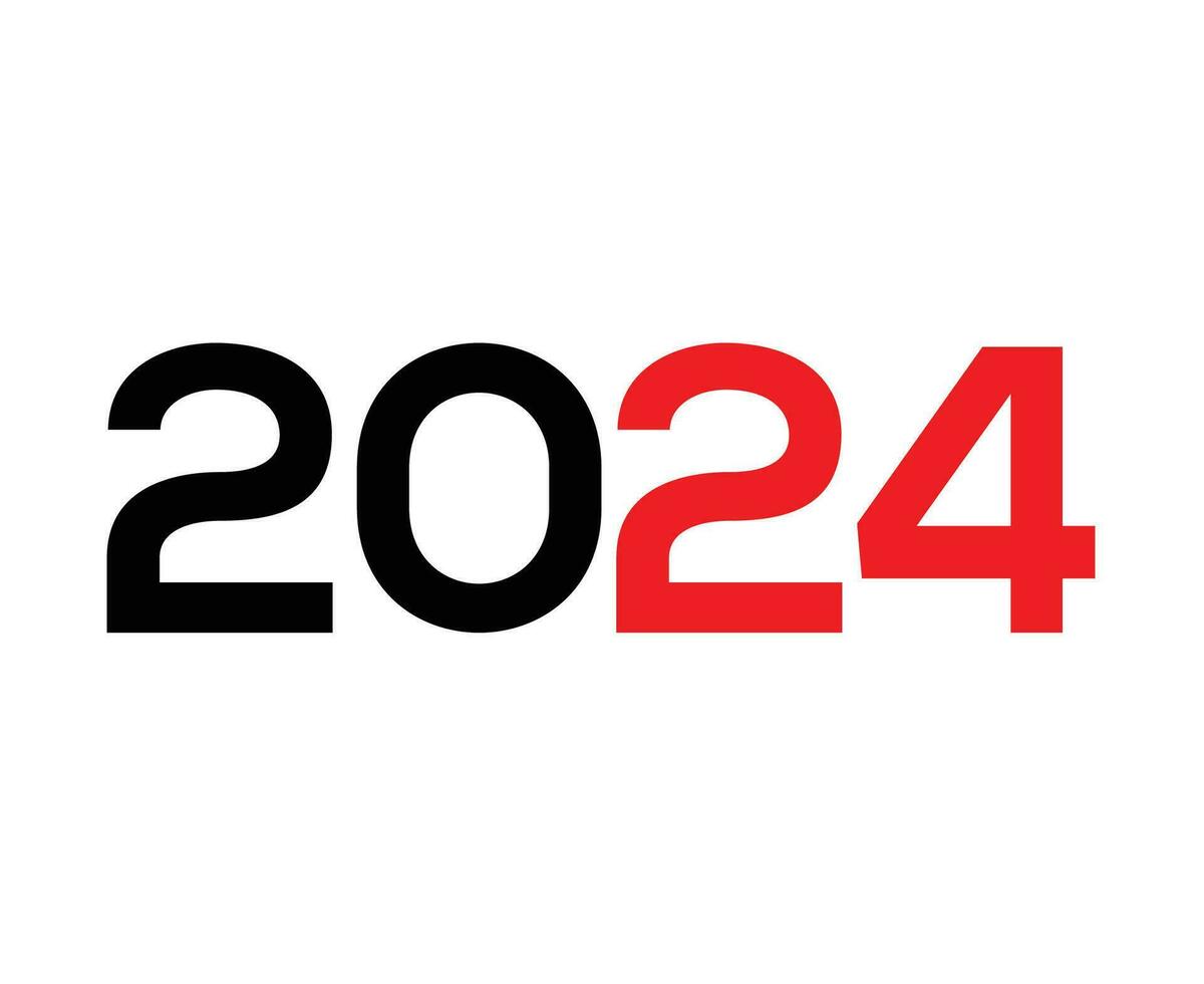Happy New Year 2024 Abstract Red And Black Graphic Design Vector Logo