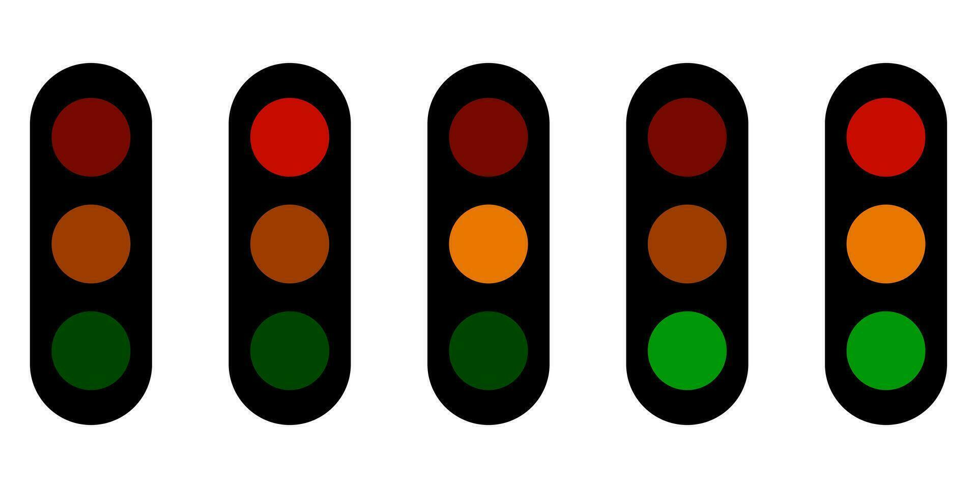 set traffic light icons from off to all on vector