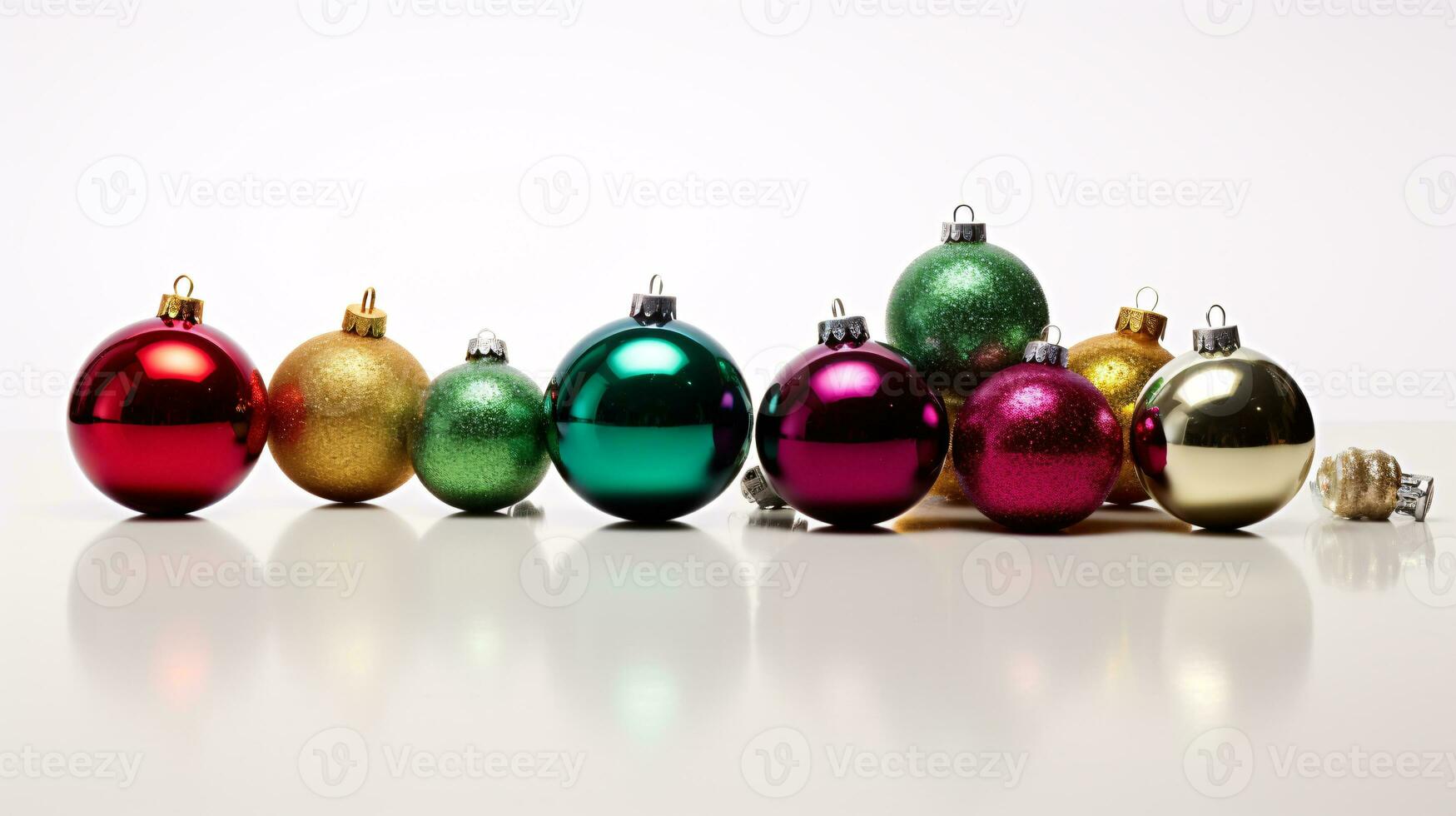 ai generativo festivo Navidad adornos con intrigante color variaciones en un soltero color antecedentes foto