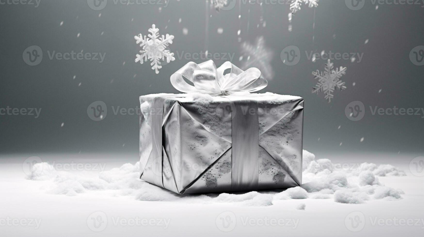 ai generative  Beautifully wrapped christmas gift, present in multiple colors with beautiful backgrounds to elevate them photo