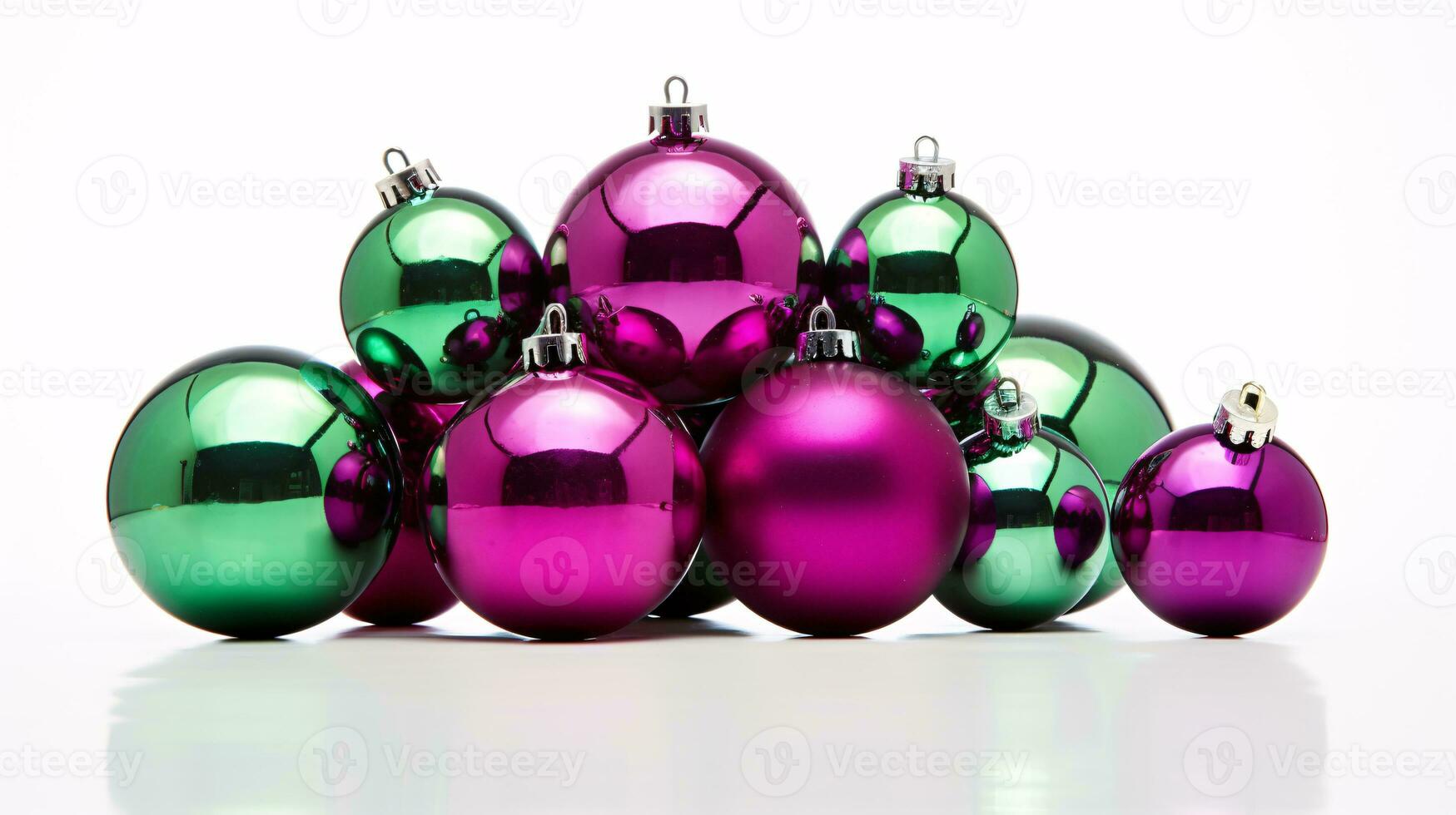 ai generative Festive Christmas Ornaments with intriguing color variations on a single color background photo