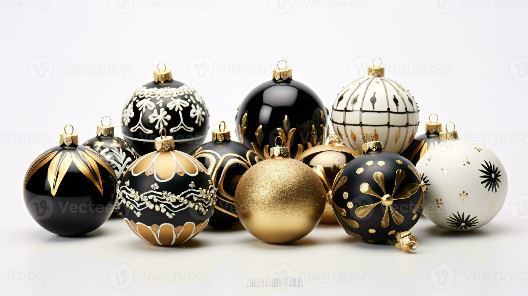 ai generative Festive Christmas Ornaments with intriguing color variations on a single color background photo