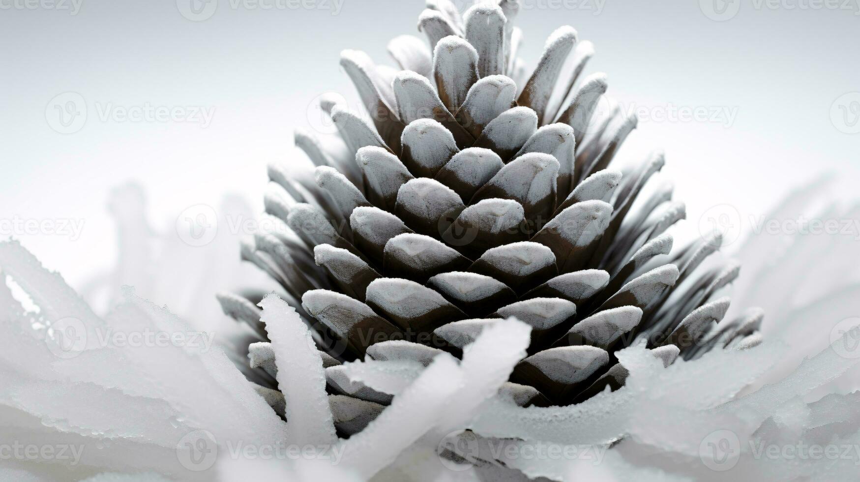 ai generative Close up shot of a frosty pine cone with ice photo