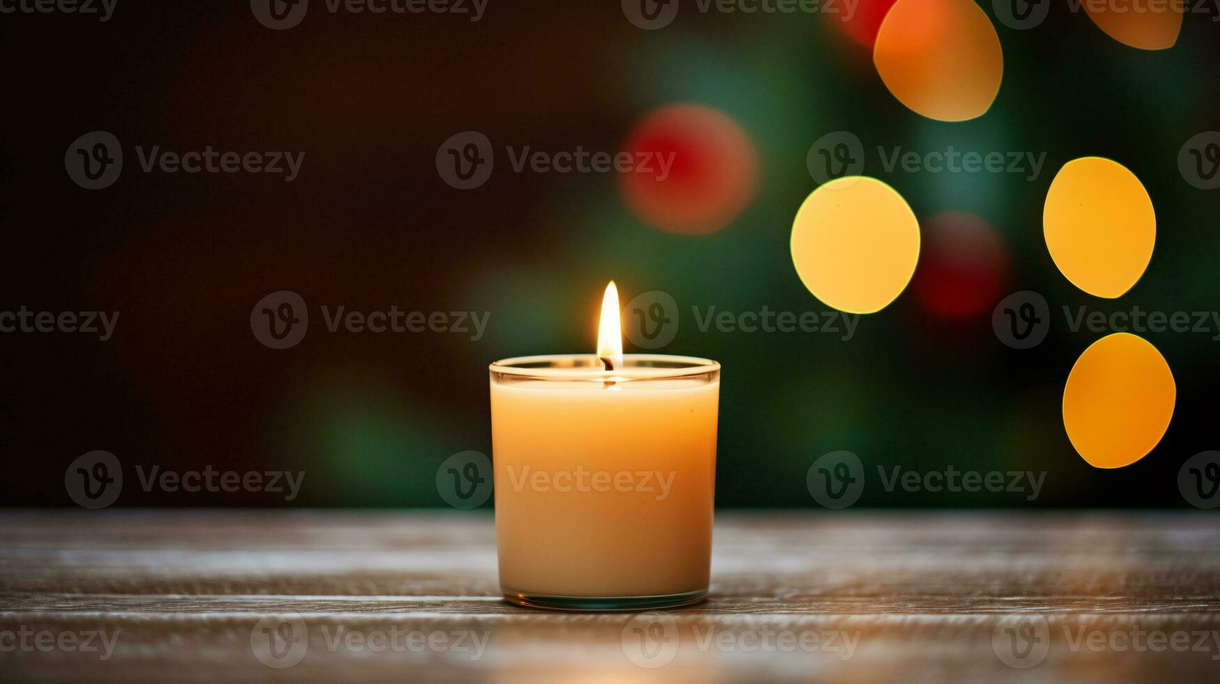 ai generativo cerca arriba de festivo Navidad vela con suave bokeh antecedentes foto