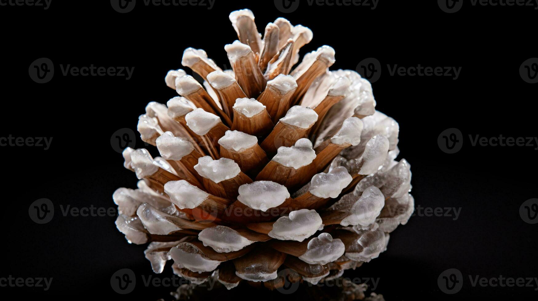 ai generative Close up shot of a frosty pine cone with ice photo