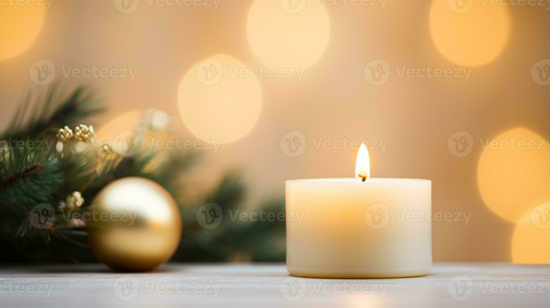ai generative Close up of festive christmas candle with smooth bokeh background photo