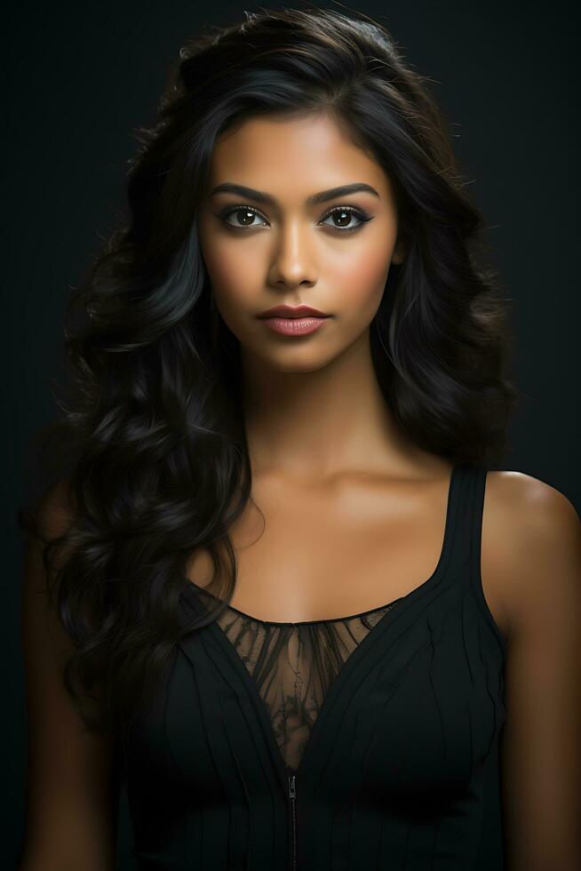 AI generated Portrait of a Beautiful Woman in a Stylish Trendy Fashion Bodycon Dress. photo