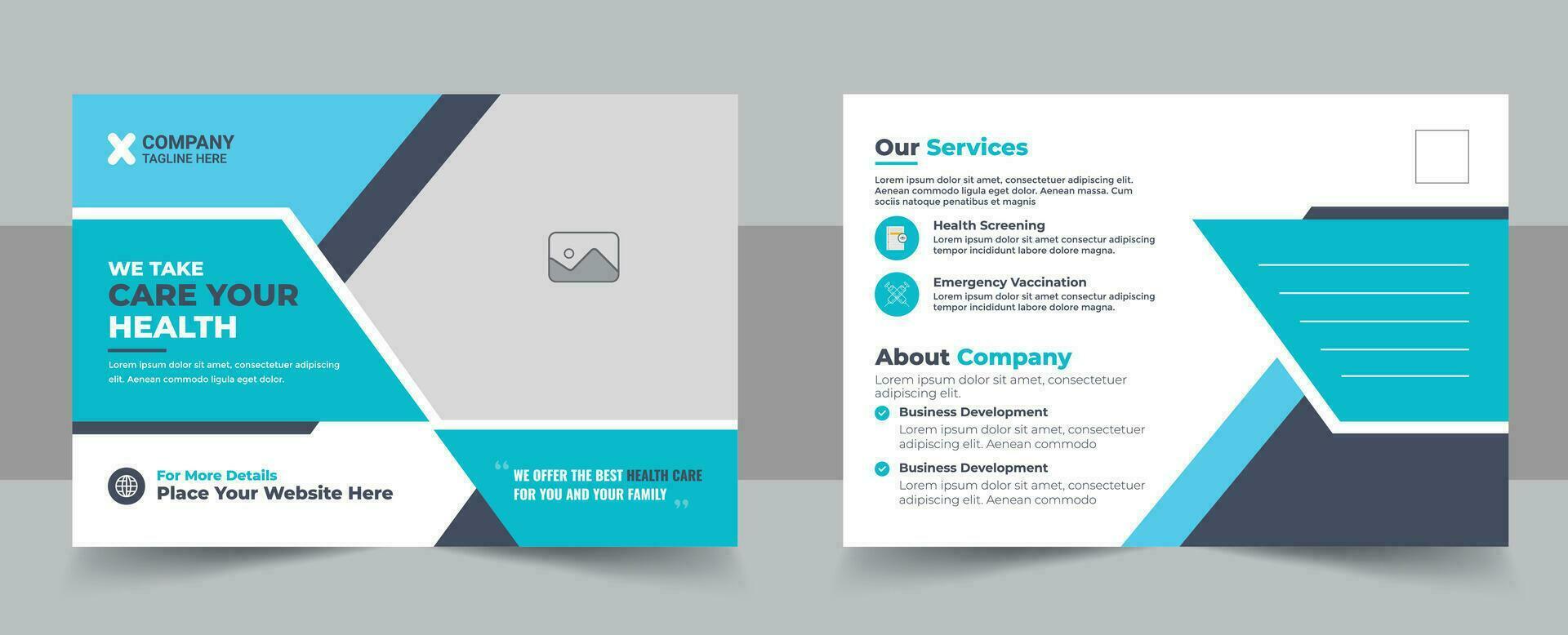 New Medical healthcare postcard design template for other company business purposes vector