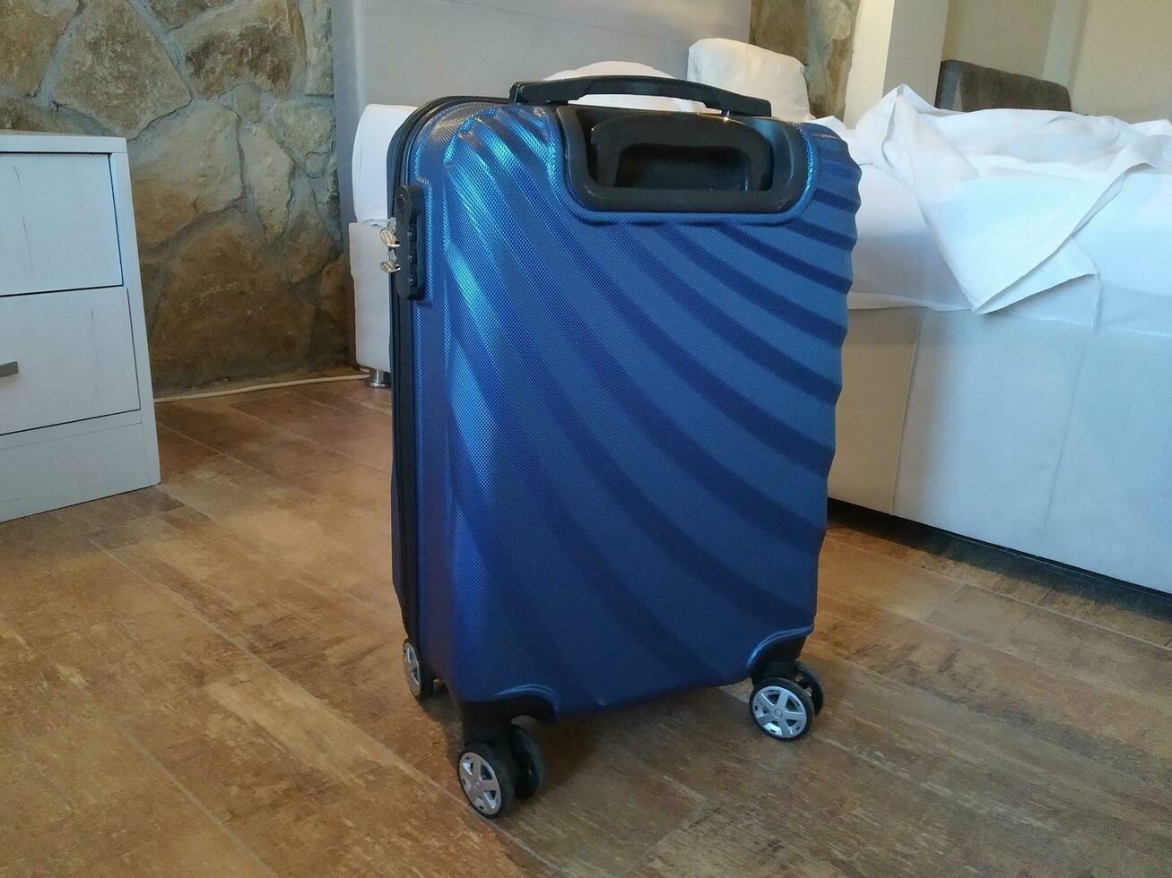 Luggage in the hotel room, ready to travel. Travel concept photo