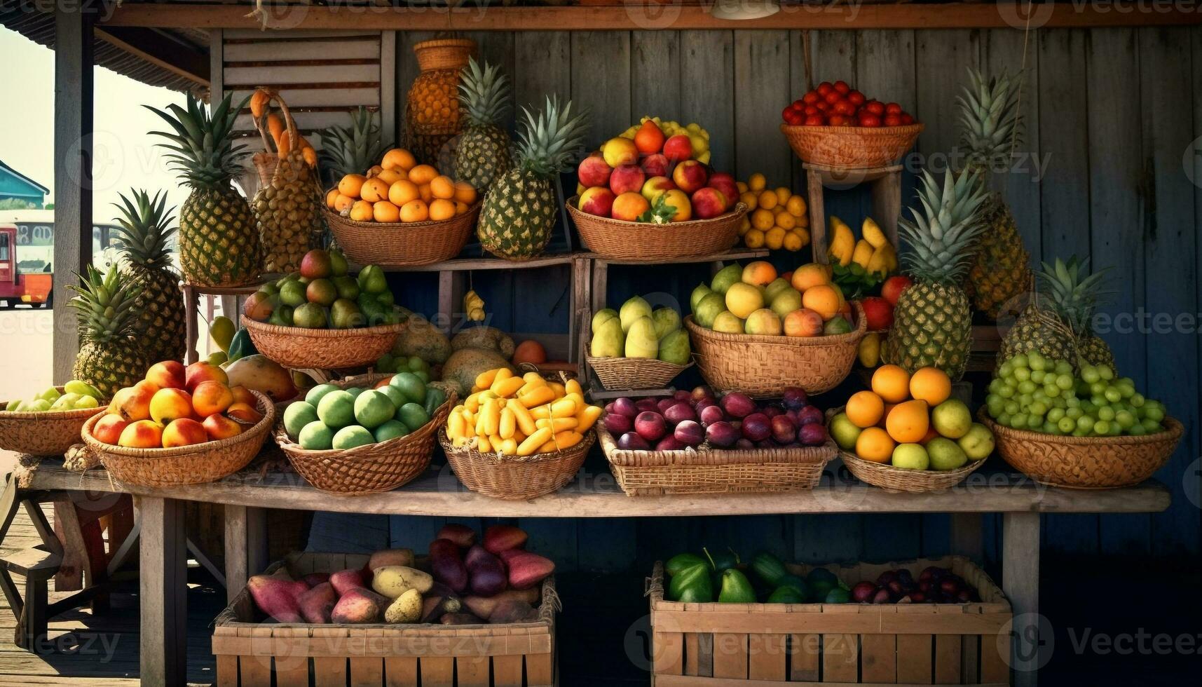 AI generated Freshness of summer fruits in a bowl, a healthy gourmet dessert generated by AI photo